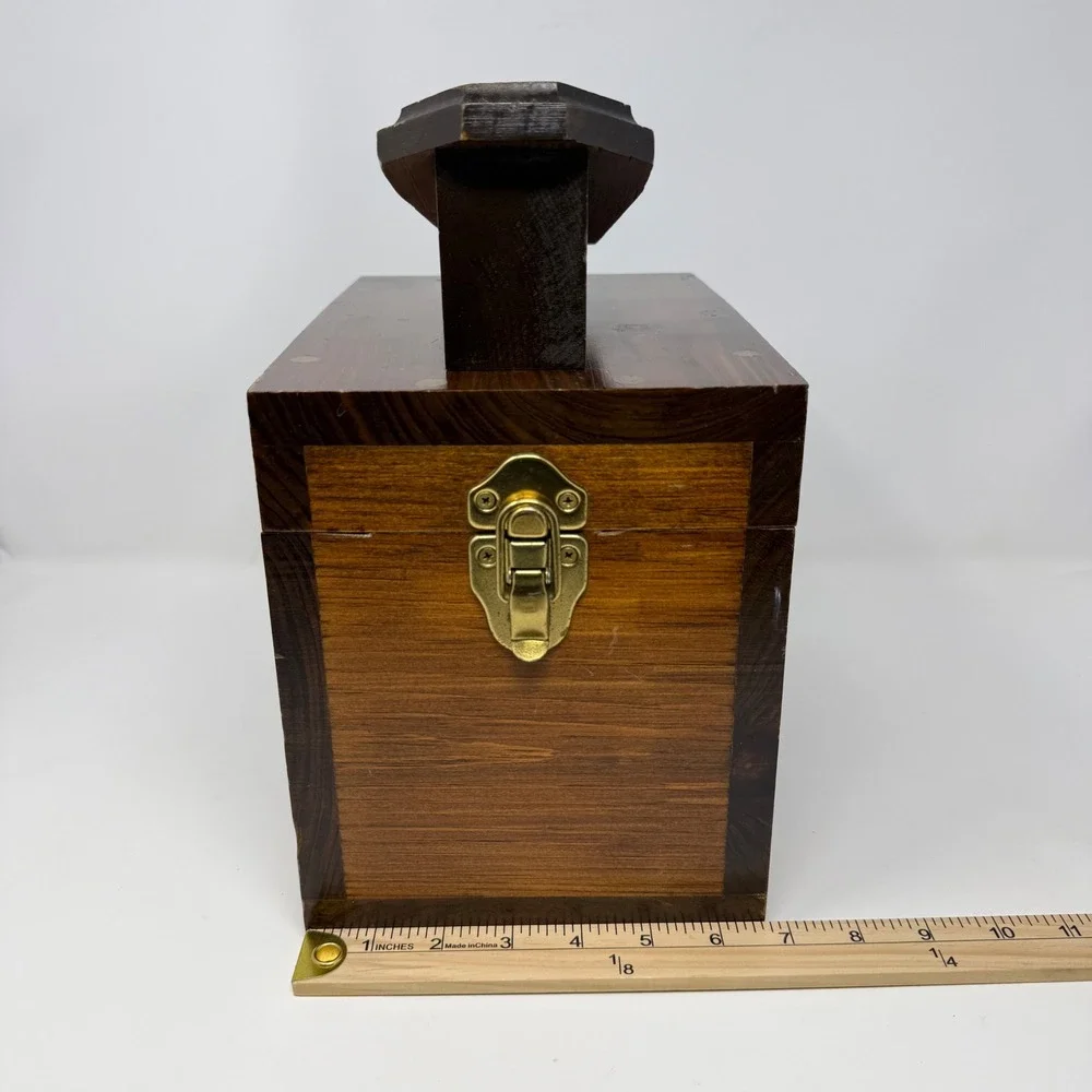 Stafford Collection Wooden Shoe Shine Valet Box Footrest Latch Dark Wood Vintage